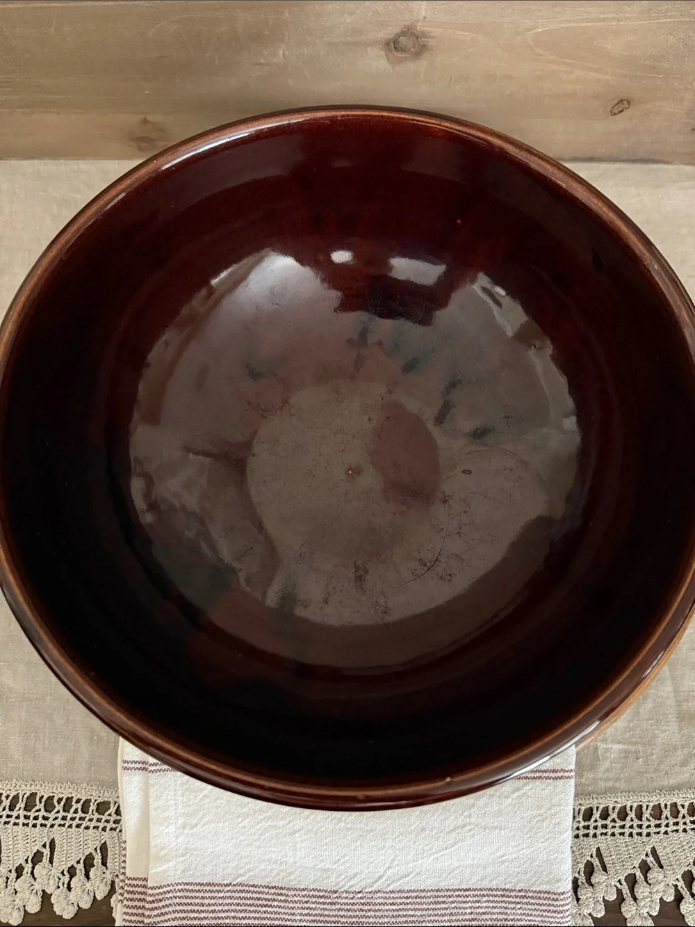 ❤️Vintage Marcrest Daisy Dot Brown Stoneware Mixing Bowl 10” USA